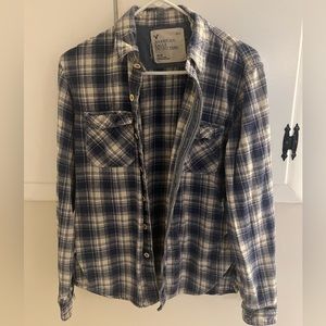 American Eagle Men’s Flannel Shirt Blue/White Plaid